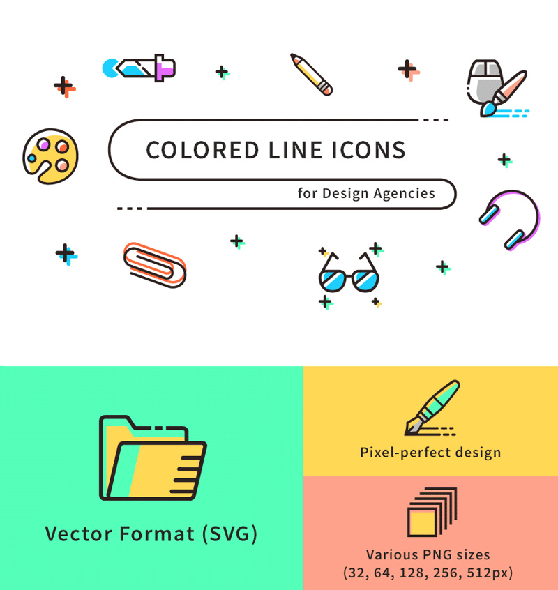 SVG, PNG Colored Line Icons