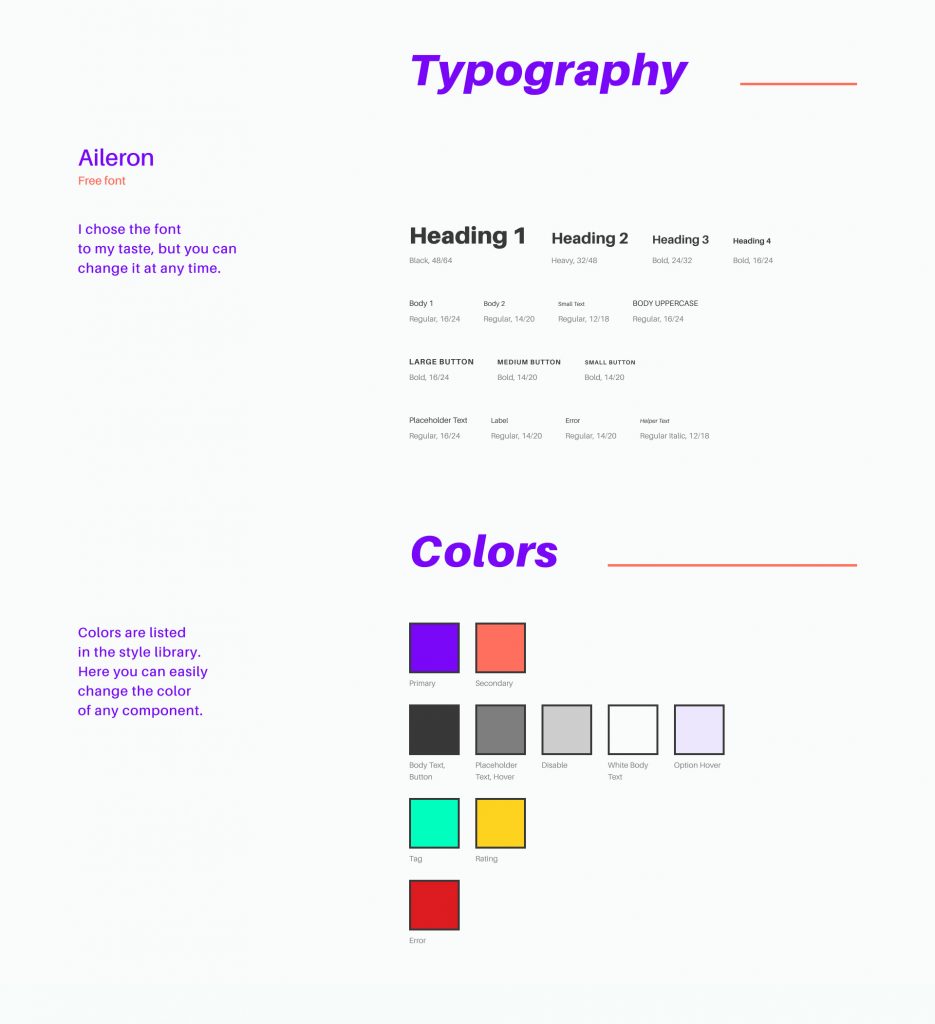 Free Figma UI Kit Minimalist Template typography