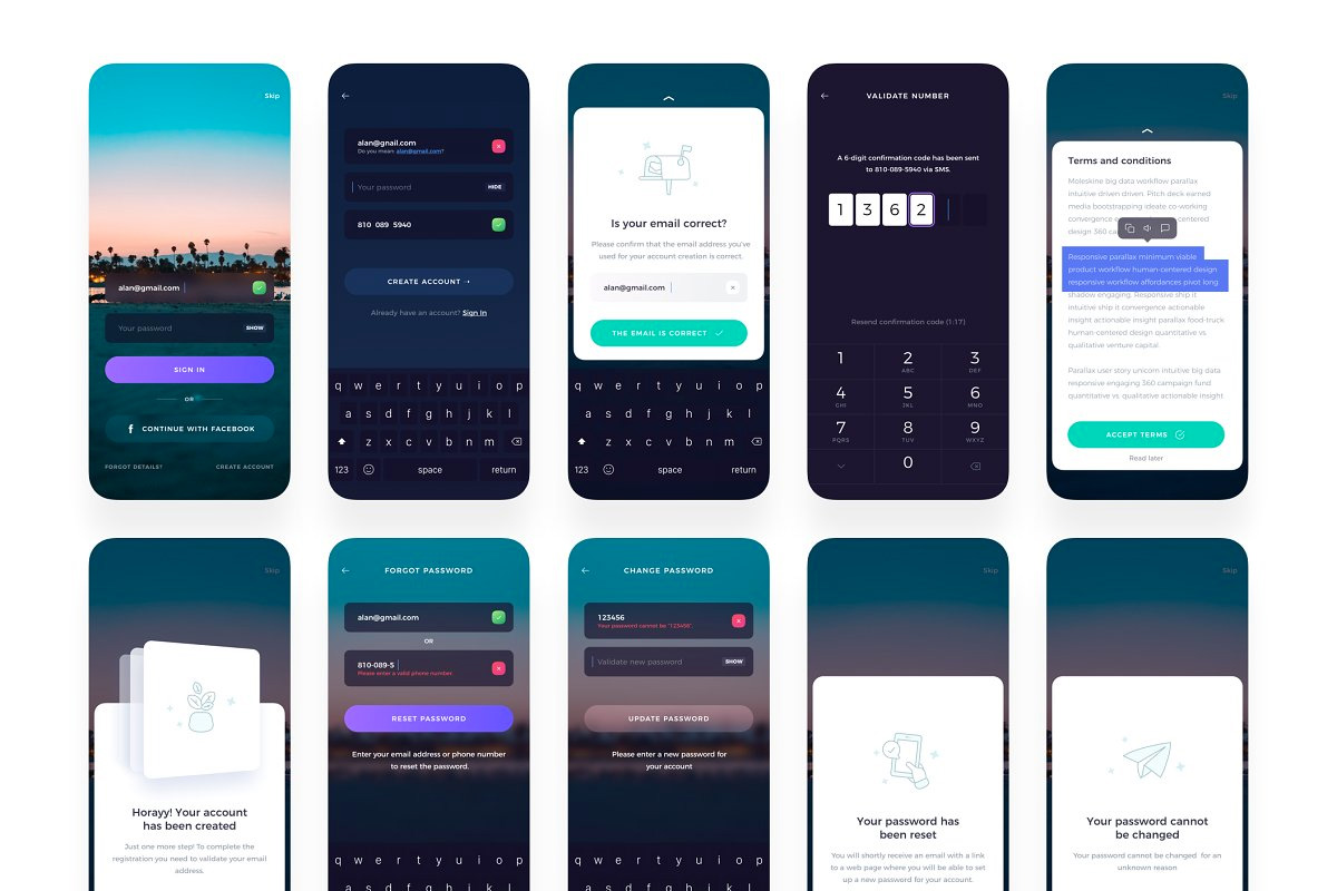 Atro Mobile UI kit Freebie - Mockupfreebies UI-Kits