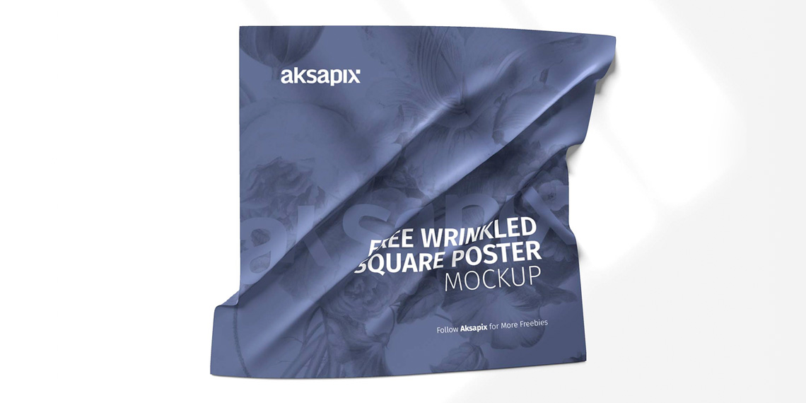 Download Wrinkled Square Poster Free Mockup - Mockupfreebies Mockups