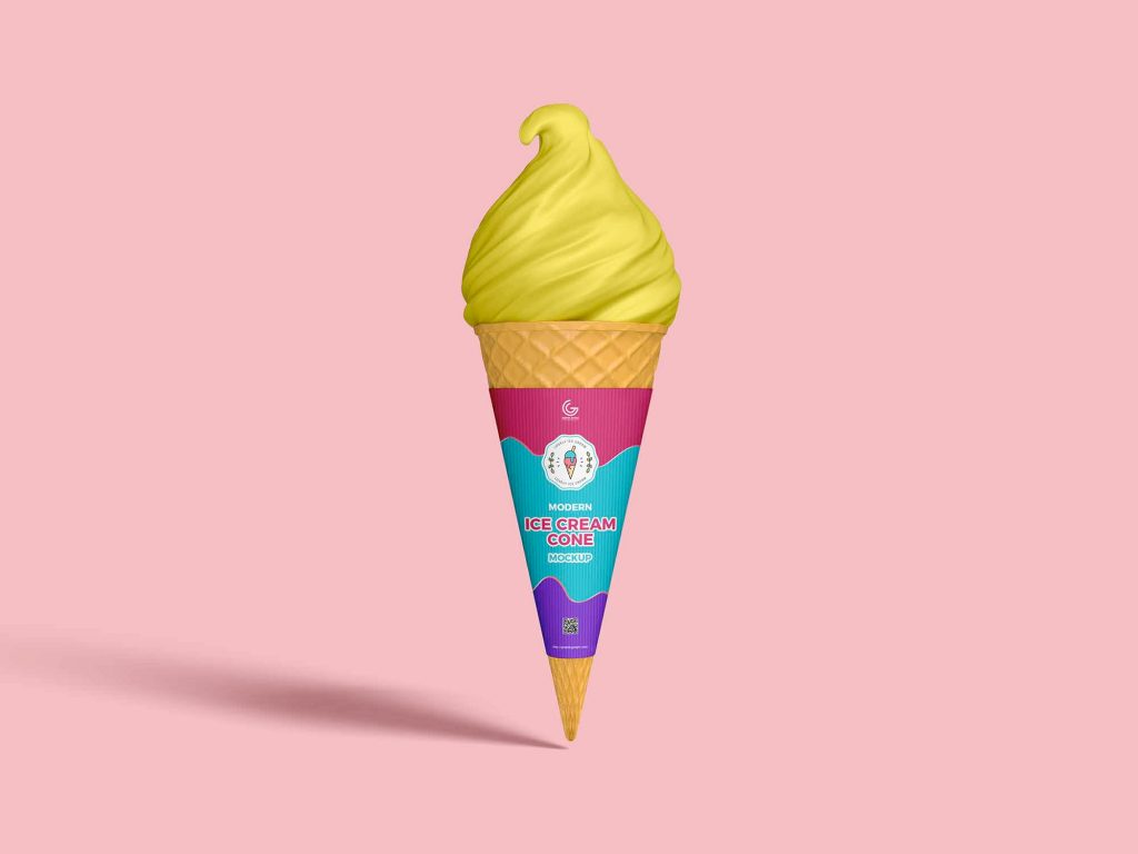 Ice Cream Cone Free Mockup PSD - Mockupfreebies