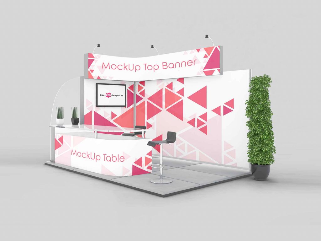 3 Exhibition Stand Free PSD Mockups left