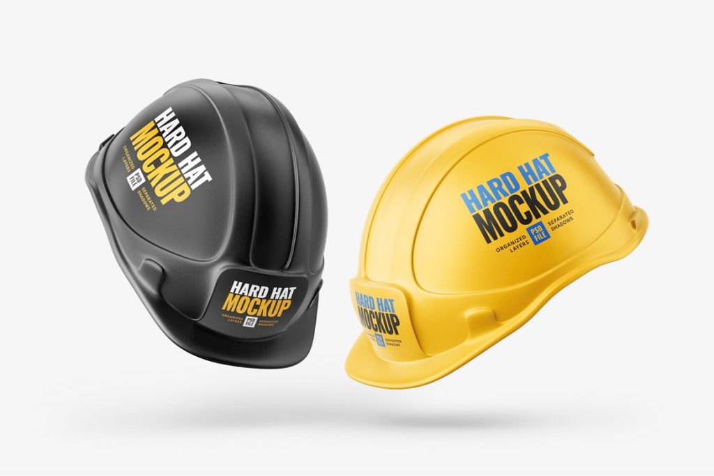 Construction Hard Hat Free PSD Mockup Black